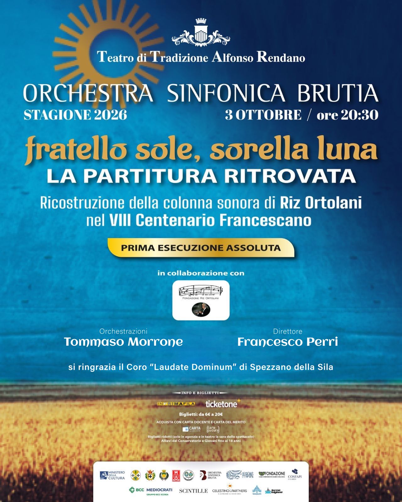 Fratello sole, sorella luna - La partitura ritrovata - Prima esecuzione assoluta